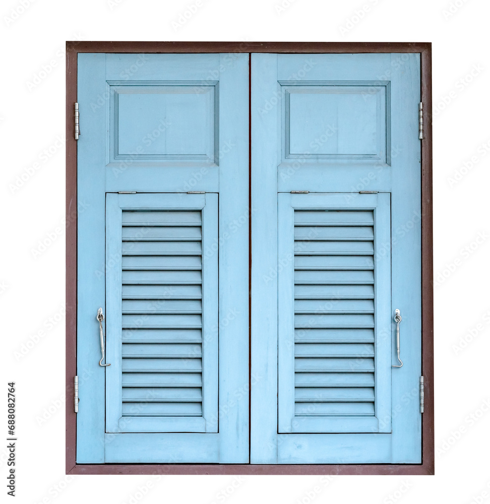 blue wooden window isolated