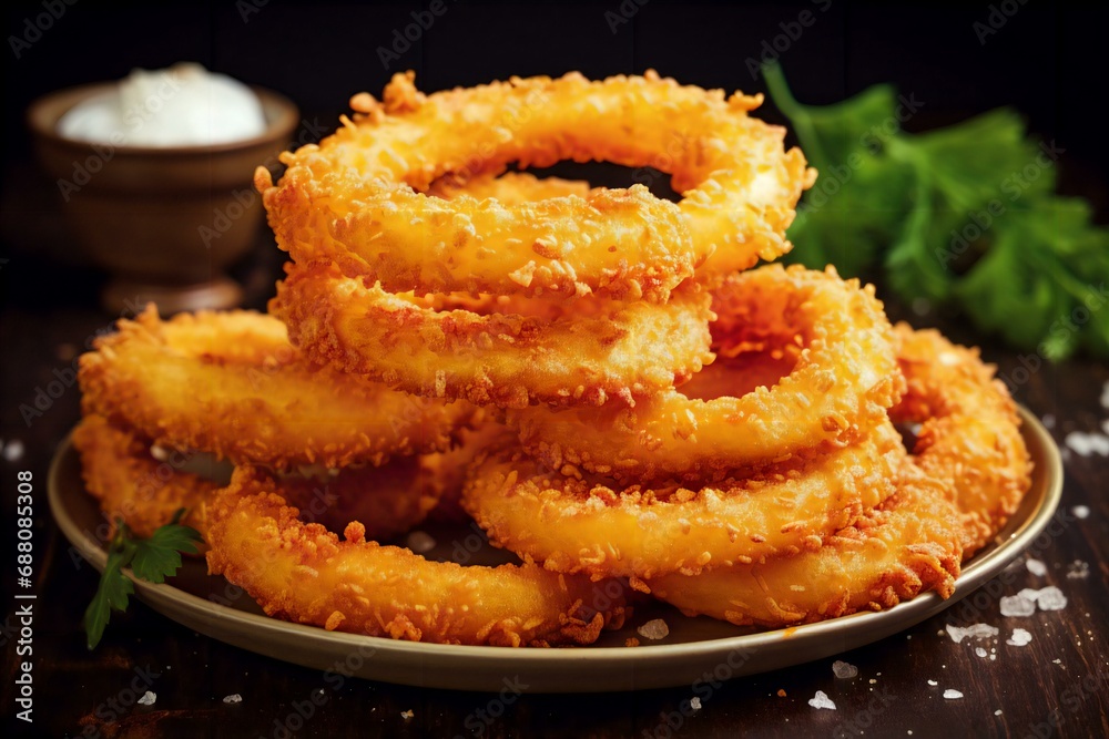 fried calamari rings stack fried onion rings fried calamari rings stack fried onion rings