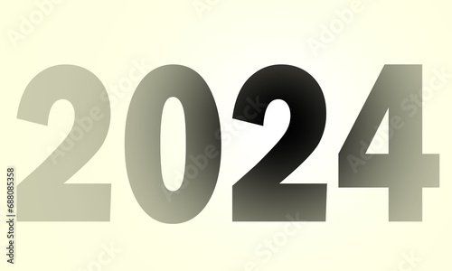 typography of 2024 new year on yellow-white background template for banner, poster and card