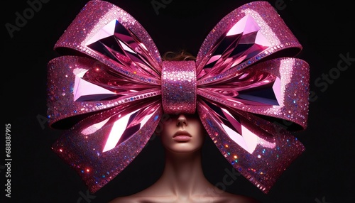 crystalline pink bow adorns avant-garde expression of art photo