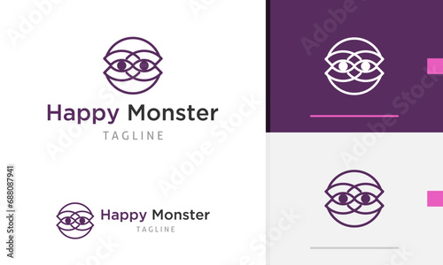 Logo design icon abstract geometric circle device system modern futuristic tech robot spy mask