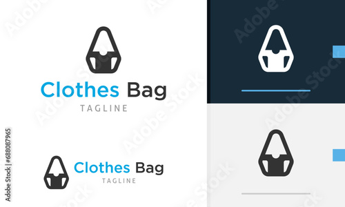 Logo design icon of geometric shopping bag with clothes design on it for fashion or clothing