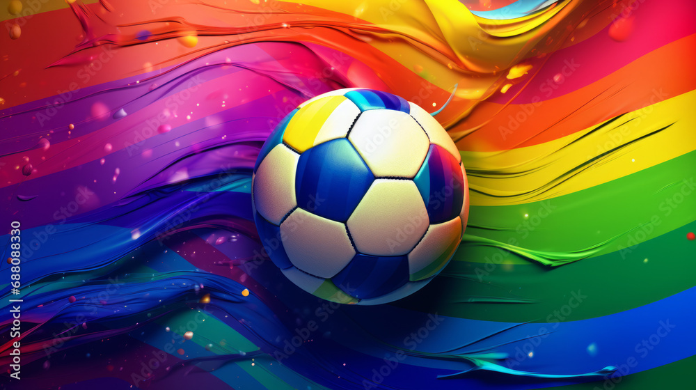 Fototapeta premium A soccer ball in rainbow colors