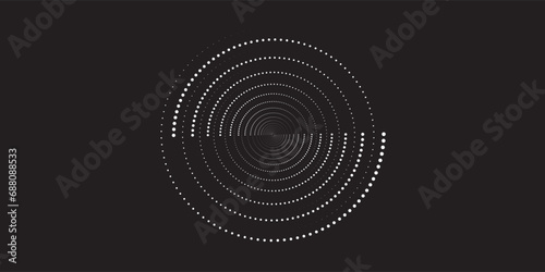 spiral circle sound wave vector logo concept modern circle dots black backround photo