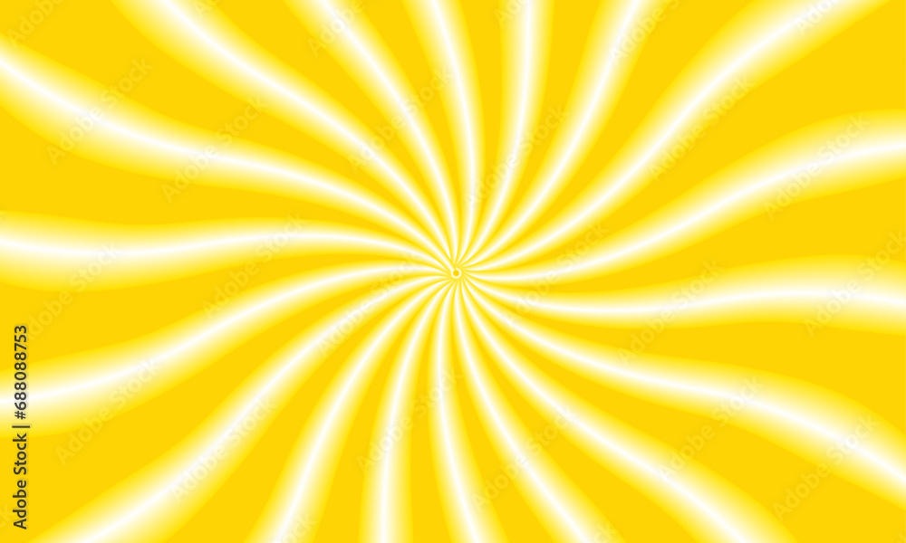 Sunray yellow background. Sunburst retro vector with copyspace. Twist style