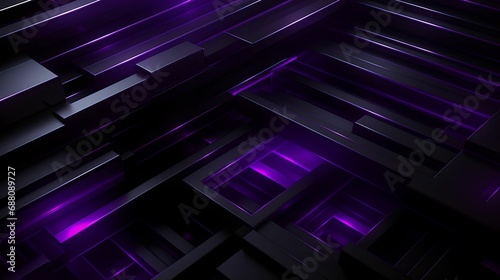 Deep Purple Abstract with Geometric Shapes and 3D Effect, Modern Background, Black, Contemporary Design, Captivating © asura