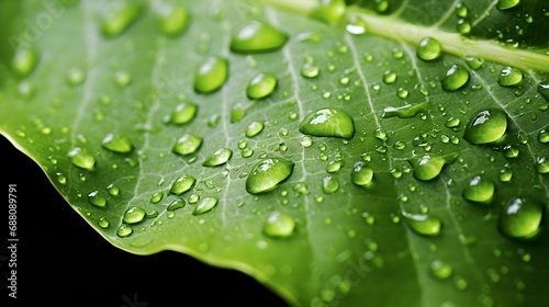 Leaf with Morning Dew, Serene, Close-up, Tranquility, Freshness