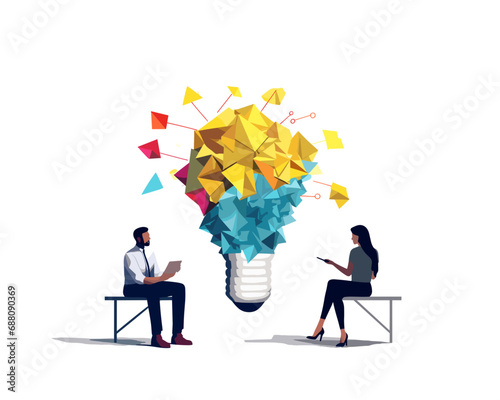 Brainstorming - people around Lightbulb