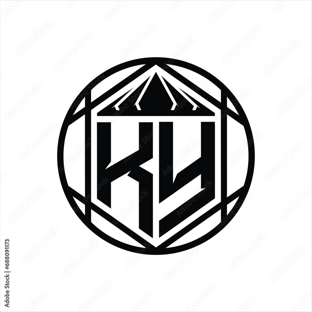 KY Letter Logo monogram hexagon slice crown sharp shield shape isolated circle abstract style design KY Letter Logo monogram hexagon slice crown sharp shield shape isolated circle abstract style design