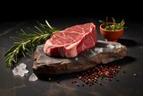 Raw Steak on Simple Backdrop, Butcher, Fresh, Uncooked, Meat
