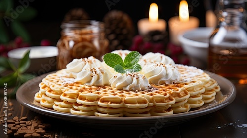 Baked Homemade Crispy Pizzelles in a Stack photo