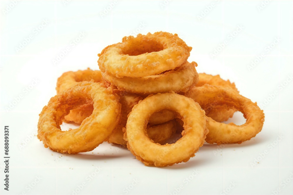 deep fried onion rings isolated on a white background