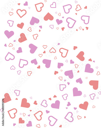 Number 5 alphabet heart Valentine love pink letter.