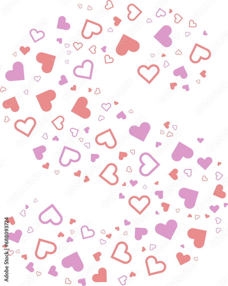 Lowercase s alphabet heart Valentine love pink letter.
