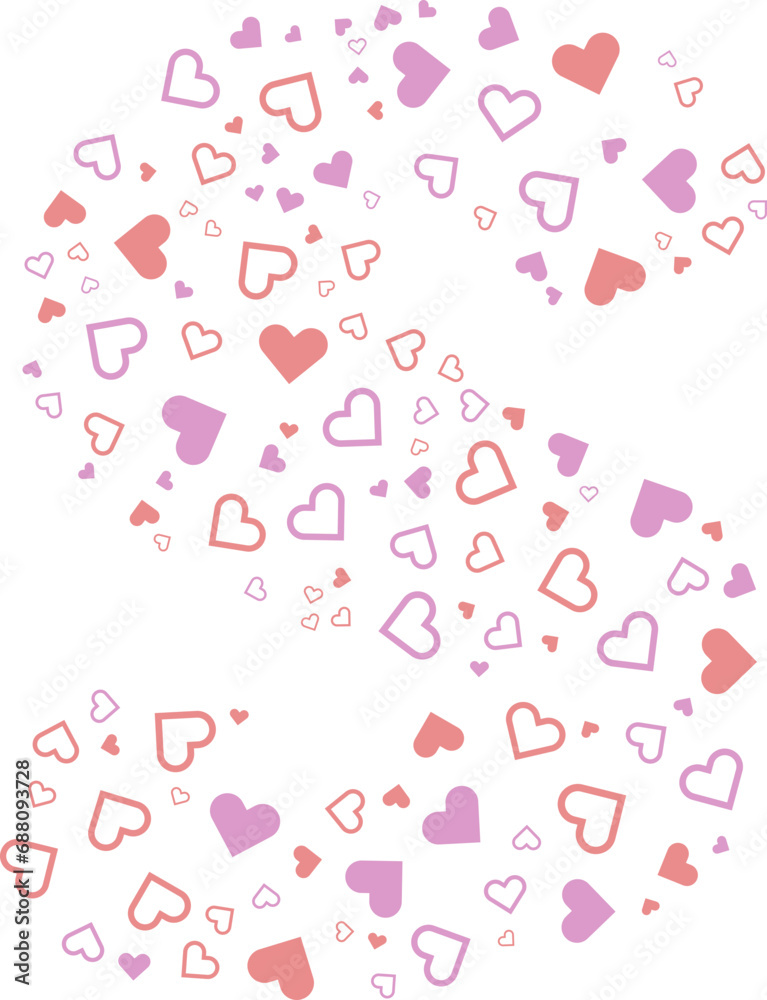 S uppercase alphabet heart Valentine love pink letter.