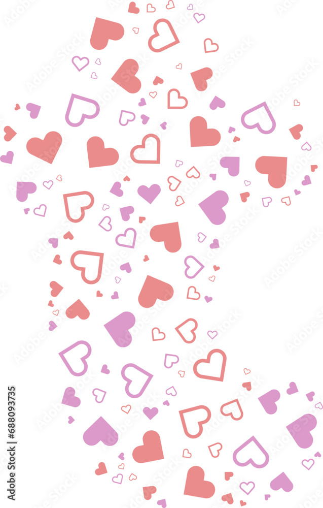 Lowercase t alphabet heart Valentine love pink letter.