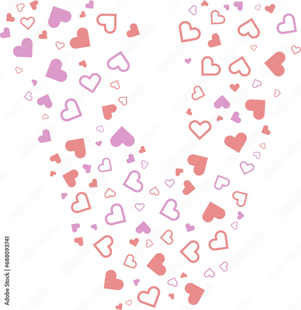 V uppercase alphabet heart Valentine loves pink letter.