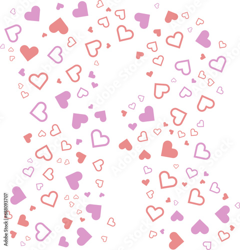 R uppercase alphabet heart Valentine love pink letter.