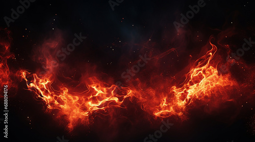 Fiery Sparks Overlay Effect: Red Flames Burning with Dynamic Motion - Abstract Campfire Blaze for Vibrant and Passionate Design Elements. © Sunanta