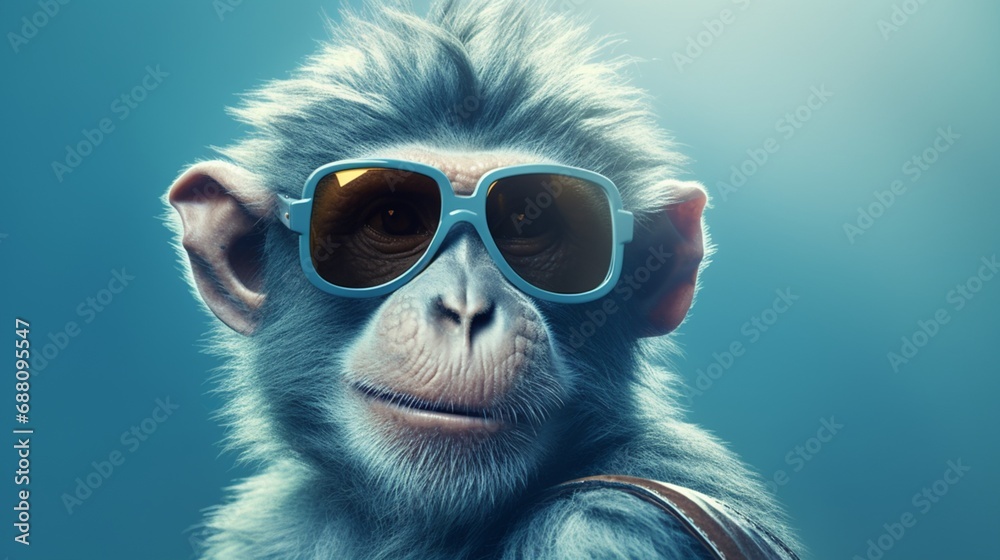 Monkey with sunglasses.AI generated illustration.Generative AI