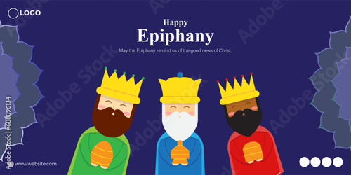 Vector illustration of Happy Epiphany social media feed template photo