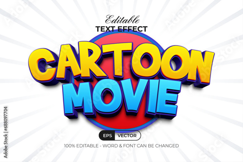 Cartoon Movie Text Effect Style. Editable Text Effect.