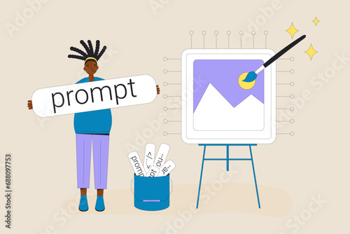 Prompt engineering. Artificial general intelligence for designers. Vector illustration.