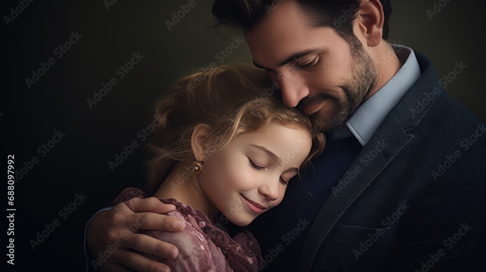 Father and child hugging portrait background. Mother's Hug Day love family parenthood childhood togetherness father’s day concept.. Father and child hugging portrait background. Mother's Hug Day love family parenthood childhood togetherness father’s day concept..