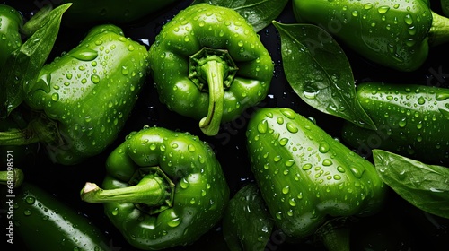 fresh green peppers - seamless background