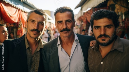 Middle Eastern Muslim people in a local marketplace photo
