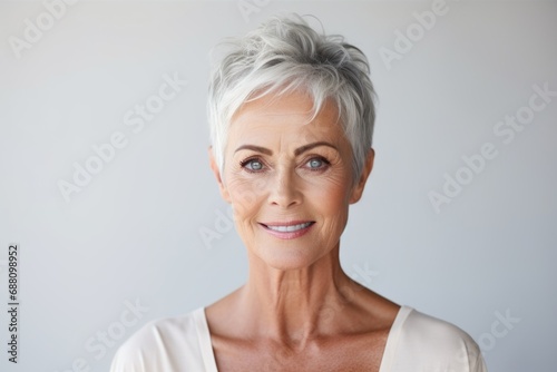 The lens captures the allure of an older woman  her smile reflecting the richness of experience