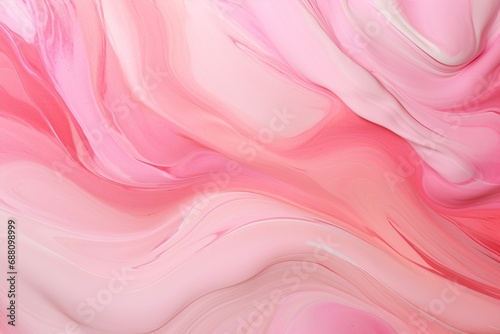 Pink and White Brushstrokes on a Vibrant Red Canvas