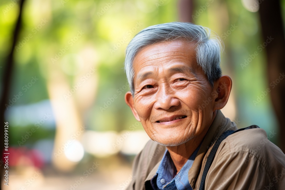 A Happy Older Man with Gray Hair Smiling