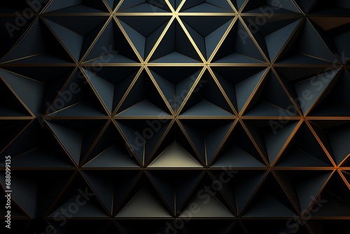 Black and Gold Abstract Background with Triangles