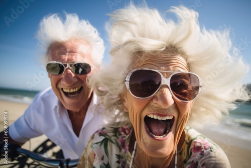 Along the sun-kissed route, a group of seniors finds joy in cycling on a splendid spring afternoon, basking in the warmth