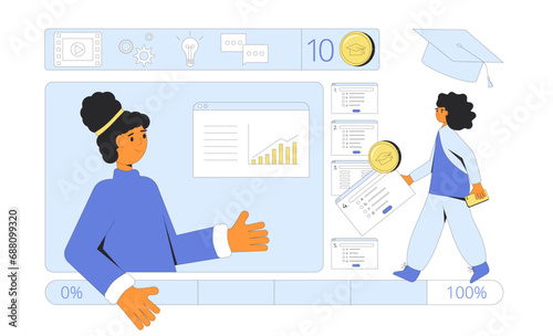 Instructional design and learning management system. Vector concept.