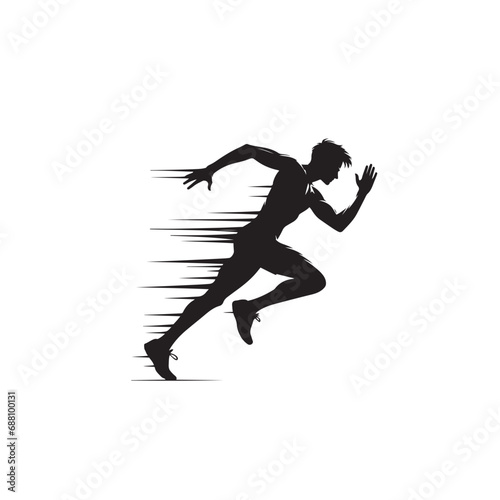 Fototapeta Naklejka Na Ścianę i Meble -  Running Man Silhouette - black vector Running Man Silhouette - sports Silhouette
