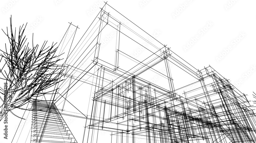 abstract  architecture vector 3d illustration
