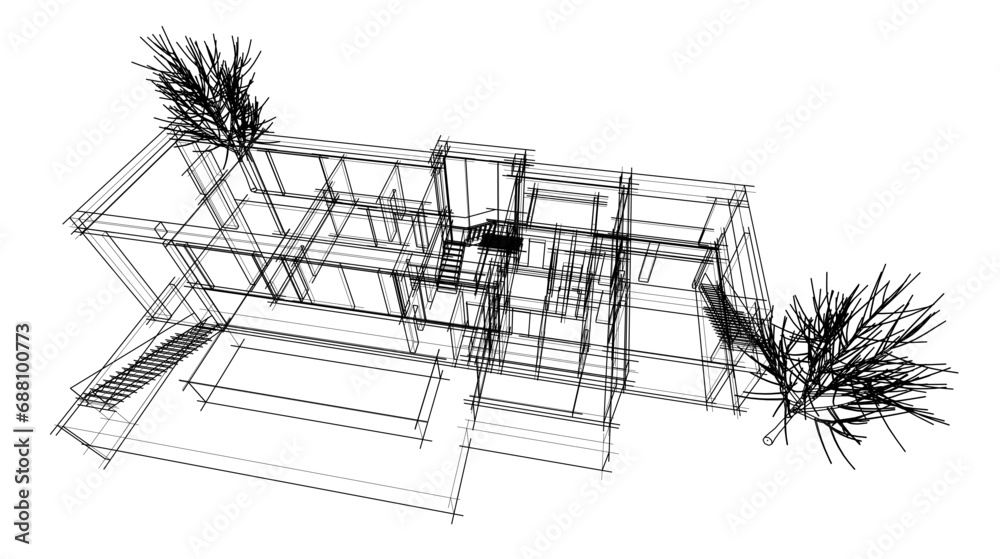 abstract  architecture vector 3d illustration