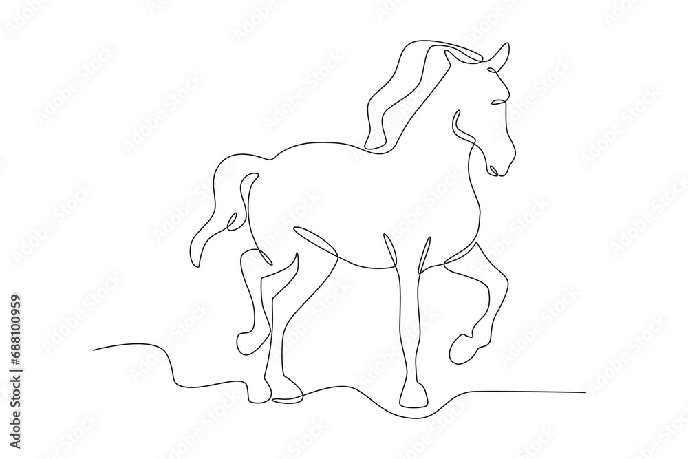 A horse running. World Wildlife Day one-line drawing