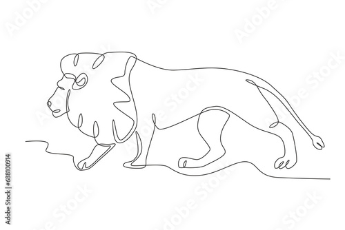 A lion walking side view. World Wildlife Day one-line drawing