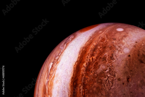 Fototapeta Naklejka Na Ścianę i Meble -  Planet Jupiter on a dark background. Elements of this image furnished by NASA