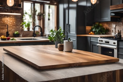 A Wooden pedestal table inside the kitchen that leaves room for your d  cor