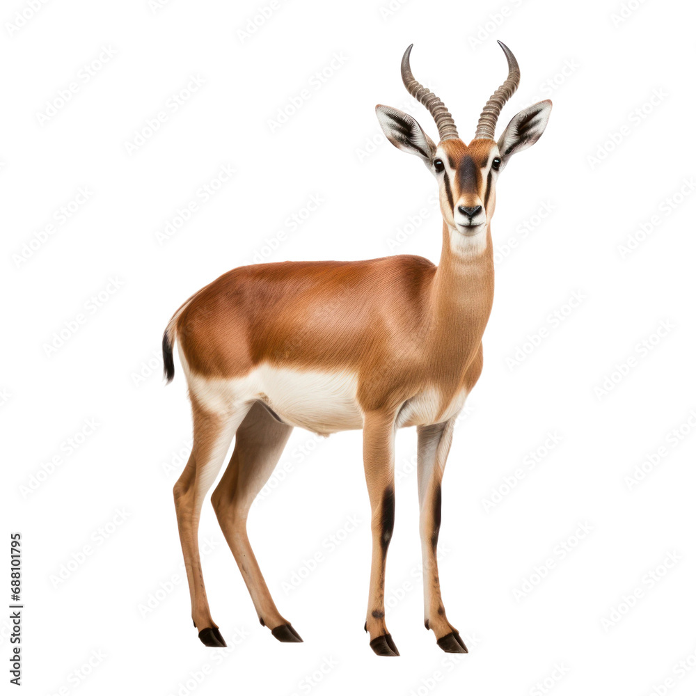 Beautiful antelope isolated on white or transparent background, png clipart element. Easy to place object on any other background. Beautiful antelope isolated on white or transparent background, png clipart element. Easy to place object on any other background.