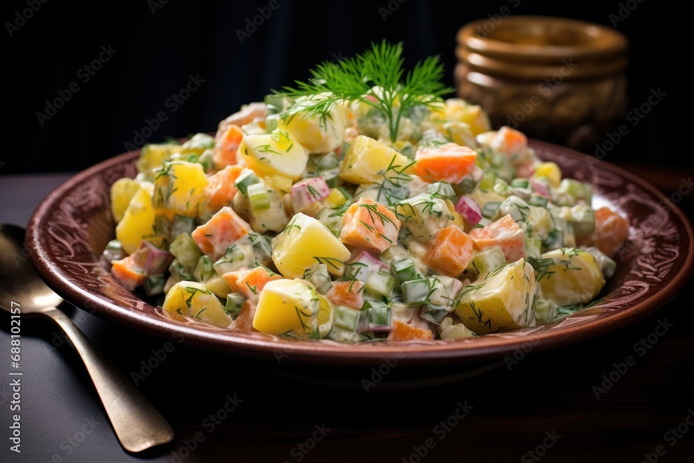 Bowl of russian salad olivier Bowl of russian salad olivier