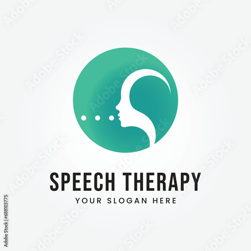 Speech Therapy Logo Design Vector Template Illustration