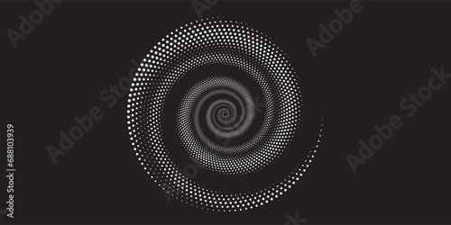 Halftone circular dotted frames set. Circle dots texture isolated on white background. Spotted spray texture. Vector abstract design element spiral circle sound wave vector logo concept  dots