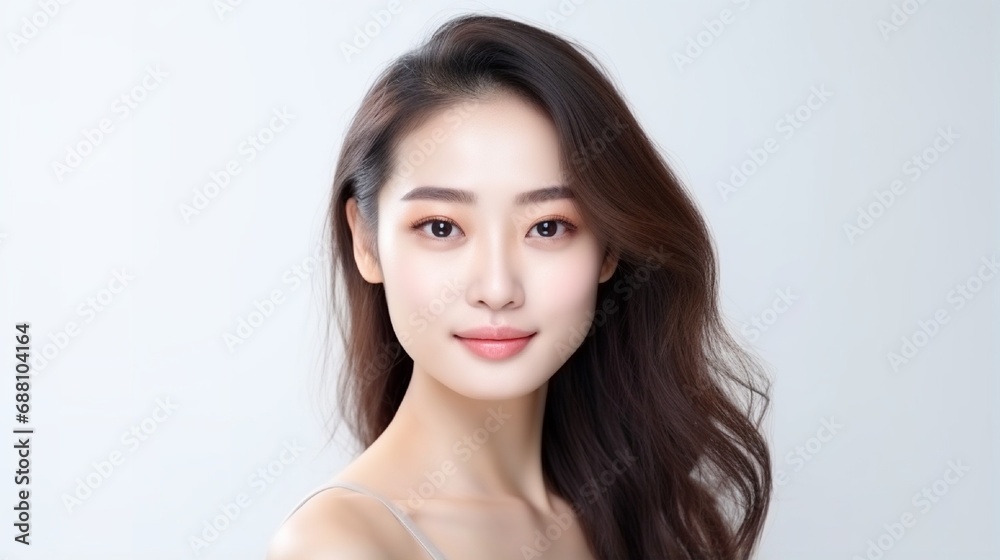 Beautiful young asian woman with clean fresh skin on white background, Face care, Facial treatment, Cosmetology, beauty and spa, Asian women portrait Beautiful young asian woman with clean fresh skin on white background, Face care, Facial treatment, Cosmetology, beauty and spa, Asian women portrait