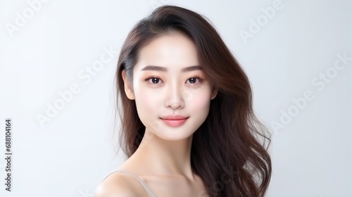 Beautiful young asian woman with clean fresh skin on white background, Face care, Facial treatment, Cosmetology, beauty and spa, Asian women portrait © Muhammad