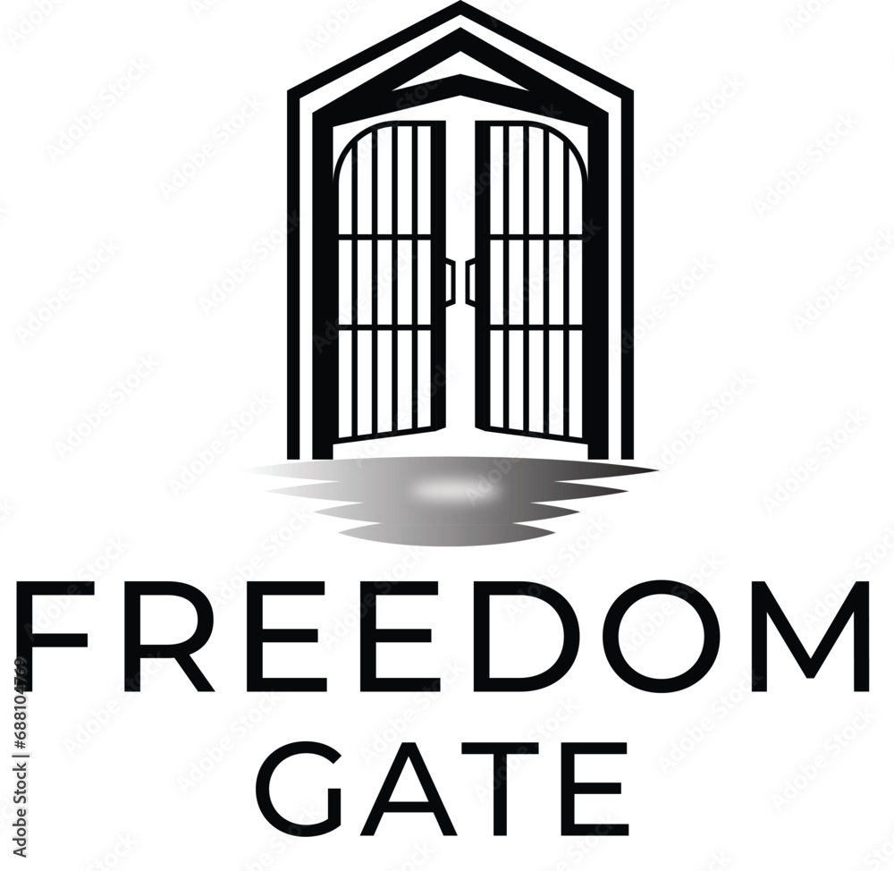 Metal Gate logo design, freedom gate icon, vector illustration, 